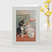 Vintage Kitten Note Card Karte (Gelbe Blume)