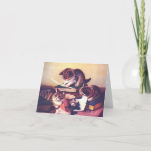Vintage Kitten Writer Cat Author Note Card Karte