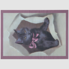 Vintage kittens breaking through gift wrap cute seidenpapier