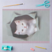 Vintage kittens breaking through gift wrap cute seidenpapier (Basteln)