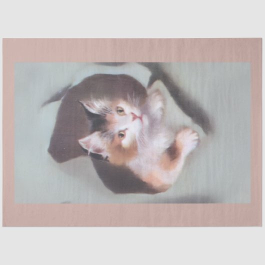 Vintage kittens breaking through gift wrap cute seidenpapier (Vorderseite)