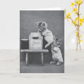 Vintage Kittens Note Card Karte (Gelbe Blume)