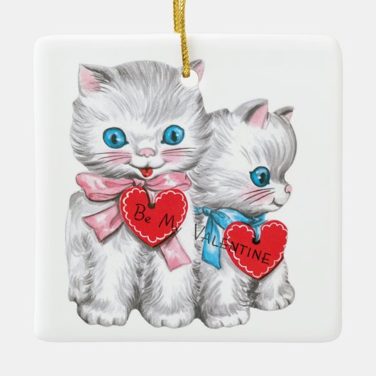 Vintage Kittens Valentine-Ornament Keramikornament (Vorderseite)