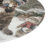 Vintage Kitties Snowball Fight Cutting Board Schneidebrett (Ecke)