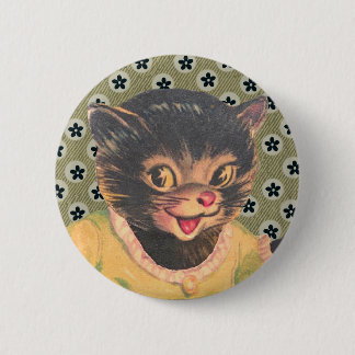Vintage Kitty Cat Pin Old Pictures Button