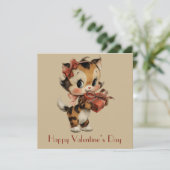 Vintage Kitty Charm Valentinstag Karte (Stehend Vorderseite)