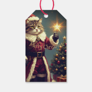 Vintage Kitty Katze Weihnachten Geschenkanhänger
