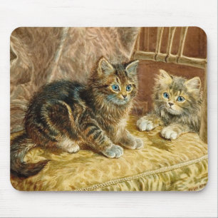 Vintage Kitty-Katzen - viktorianische Kunst Mousepad