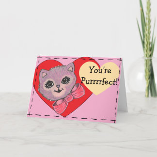 Vintage Kitty leere Grußkarte gefaltet Karte