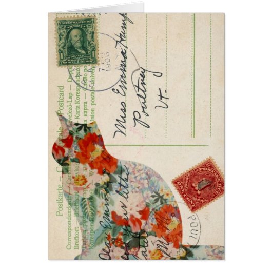 Vintage Kitty Postkarten-Digitalkunst (Vorne)