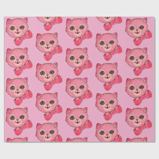 Vintage Kitty Rosa Geschenkpapier