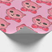 Vintage Kitty Rosa Geschenkpapier (Ecke)