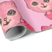Vintage Kitty Rosa Geschenkpapier (Rolleneckpunkt)