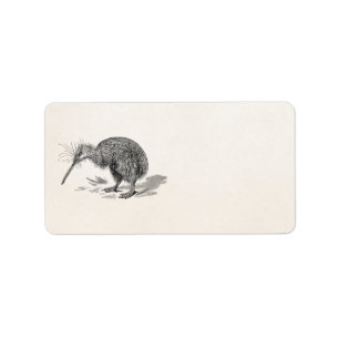 Vintage Kiwi-Vogel-Antiken-Vogel-Schablone Adressaufkleber