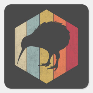 Vintage Kiwi-Vogelliebhaber Neuseeland Kiwi-Vogel Quadratischer Aufkleber