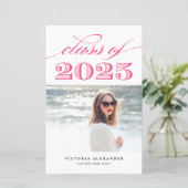 Vintage Klasse 2025 Foto Abschluss in Hot Pink (Stehend Vorderseite)
