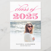 Vintage Klasse 2025 Foto Abschluss in Hot Pink (Vorderseite)