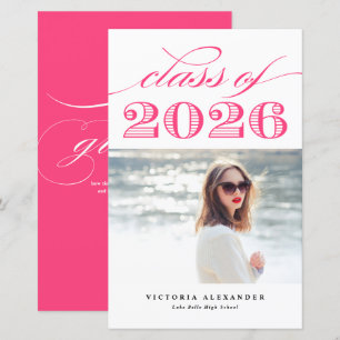 Vintage Klasse 2025 Foto Abschluss in Hot Pink