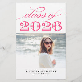 Vintage Klasse 2025 Foto Abschluss in Hot Pink