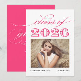 Vintage Klasse 2025 Foto Abschluss in Hot Pink Ankündigung