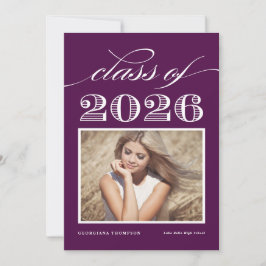 Vintage Klasse des Abschlusses für Lila Foto 2025 Einladung