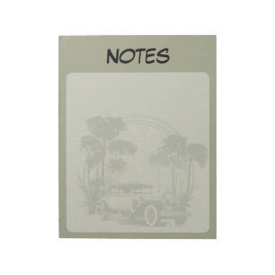 Vintage-Klassiker-Auto-Palmen-Notizblock Notizblock