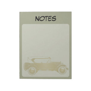 Vintage Klassiker Auto Sagegrün linierter Notizblo Notizblock