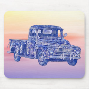 Vintage-Klassiker-LKW-Kunst-Sonnenuntergang-Mauspa Mousepad