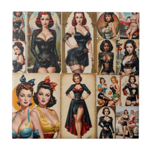 Vintage-Klassiker Pin-up-Girls Kollektionsdesign Fliese
