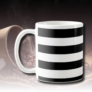 Vintage Klassiker schwarz-weiß gestreift Kaffeetasse