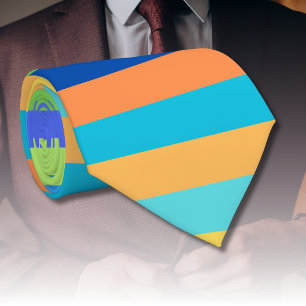 Vintage Klassisch Blau & Orange Regenbogen Streife Krawatte