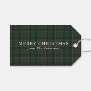 Vintage Klassisch Grün Kariert Weihnachten Geschenkanhänger