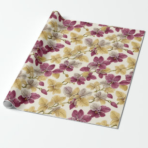 Vintage Klassisch Lila Beige Orchideen Flora Geschenkpapier