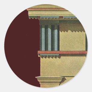 Vintage klassische Architektur, Tempel-Gebälk Runder Aufkleber