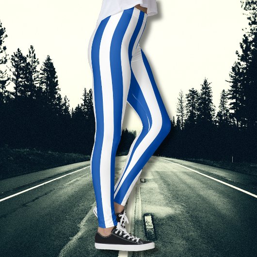 Vintage, klassische, blaue und weiße Streifen Leggings