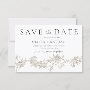 Vintage klassische Blumen Elegante Hochzeit Save The Date