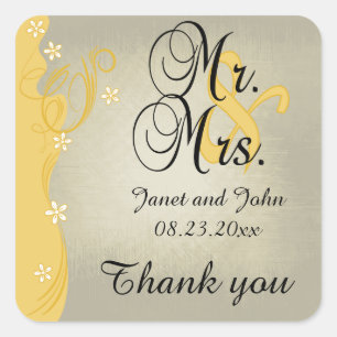 Vintage, klassische Curvy   Cremegelb Quadratischer Aufkleber