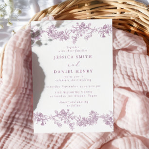 Vintage Klassische Dusty Rose Röte Florale Hochzei Einladung