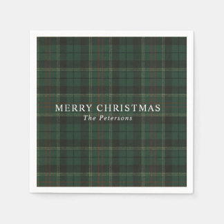 Vintage Klassische Grüne Karierte Weihnachtsfeier Serviette