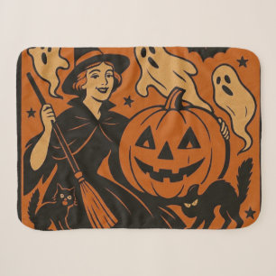 Vintage, klassische Halloween-Hexe, Geist & Kürbis Sherpadecke