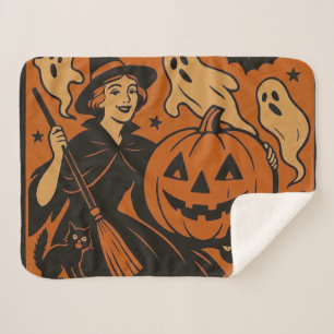 Vintage, klassische Halloween-Hexe, Gespenst & Kür Sherpadecke