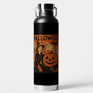 Vintage, klassische Halloween-Hexe, Gespenst & Kür Trinkflasche