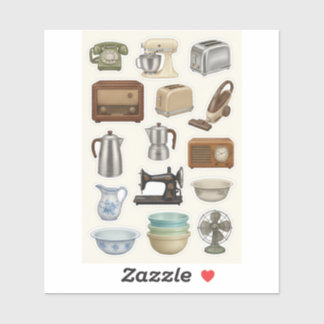 Vintage Klassische Heimgeräte Aufkleber Blatt