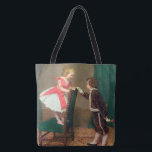 Vintage klassische Malerei mit Viktorianischen Kin Tasche<br><div class="desc">Niedlich und klassisch sind die Worte, die einem einfallen, wenn man sich dieses wunderschöne Bild eines Jungen anschaut, der ein kleines Mädchen in der Hand hält, während er kurz davor ist, ihr eine Blume zu geben. Diese schöne Szene übersetzt sich perfekt in Mode und Wohngestaltung. Das ideale Geschenk für jeden...</div>