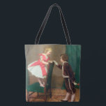 Vintage klassische Malerei mit Viktorianischen Kin Tasche<br><div class="desc">Niedlich und klassisch sind die Worte, die einem einfallen, wenn man sich dieses wunderschöne Bild eines Jungen anschaut, der ein kleines Mädchen in der Hand hält, während er kurz davor ist, ihr eine Blume zu geben. Diese schöne Szene übersetzt sich perfekt in Mode und Wohngestaltung. Das ideale Geschenk für jeden...</div>