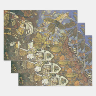 Vintage klassische Märchenfiguren, Edmund Dulac Geschenkpapier Set
