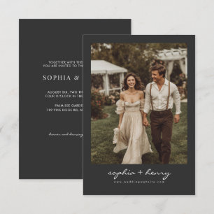 Vintage Klassische Moderne Schrift Foto-Hochzeit Einladung
