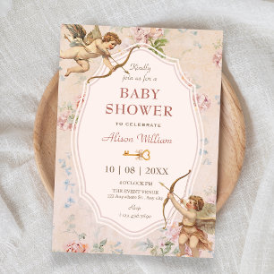 Vintage klassische romantische Engel Baby-Party Einladung
