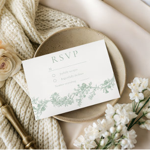 Vintage klassische Salbei-Blumenhochzeit RSVP Karte