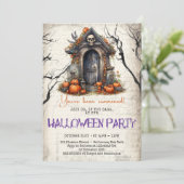 Vintage klassische Tradition beängstigendes Hallow Einladung (Stehend Vorderseite)